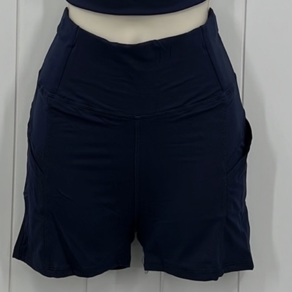 Navy Blue Athletic Bike Shorts - Picture 3 of 4